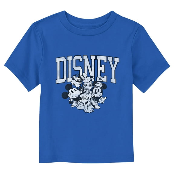Toddler's Mickey & Friends Black and White Group Shot  Graphic Tee Royal Blue 3T