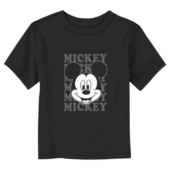 Toddler's Mickey & Friends Black and White Mickey Headshot Graphic Tee Black 4T