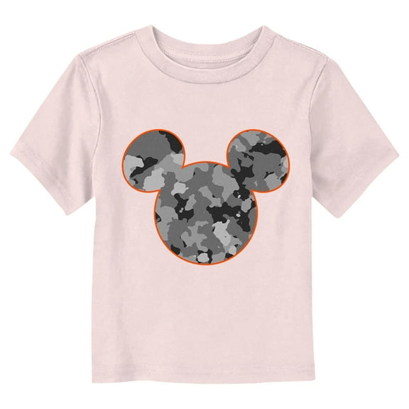 Toddler's Mickey & Friends Camo Silhouette Logo Graphic Tee Light Pink 5T