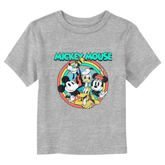 Toddler's Mickey & Friends Classic Group Circle Graphic Tee Athletic Heather 3T