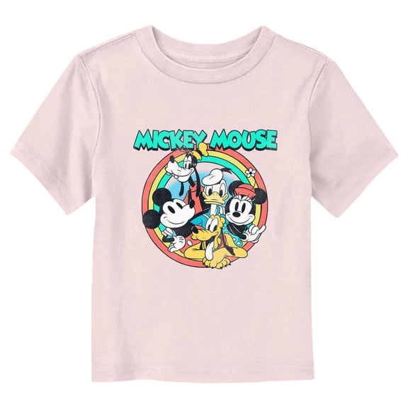 Toddler's Mickey & Friends Classic Group Circle Graphic Tee Light Pink 4T