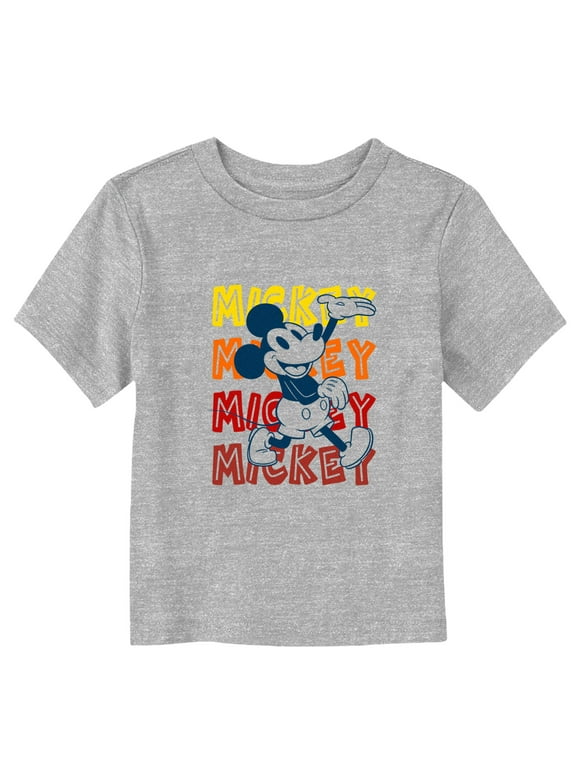 Toddler's Mickey & Friends Classic Mice Name Stack Graphic Tee Athletic Heather 2T