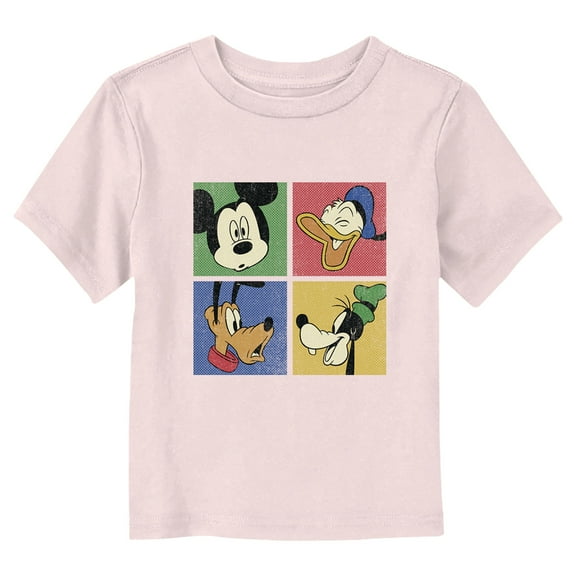 Toddler's Mickey & Friends Color Block Portraits  Graphic Tee Light Pink 4T
