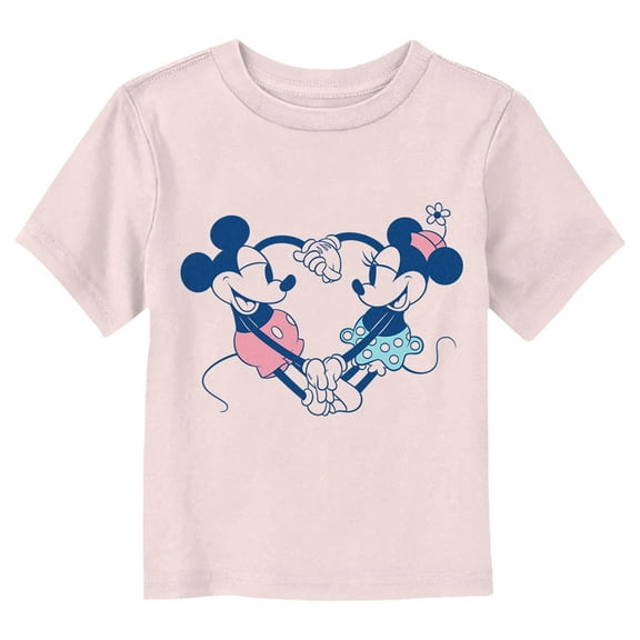 Toddler's Mickey & Friends Couple Heart  Graphic Tee Light Pink 3T