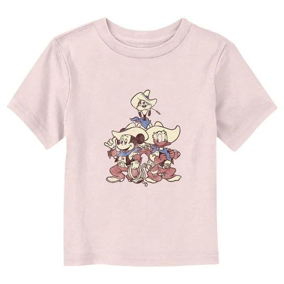 Toddler's Mickey & Friends Cowboy Trio  Graphic Tee Light Pink 5T