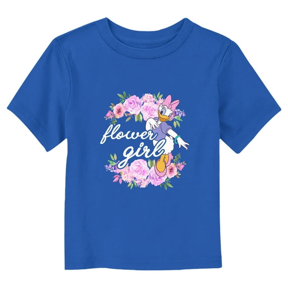 Toddler's Mickey & Friends Daisy Duck Flower Girl Graphic Tee Royal Blue 4T
