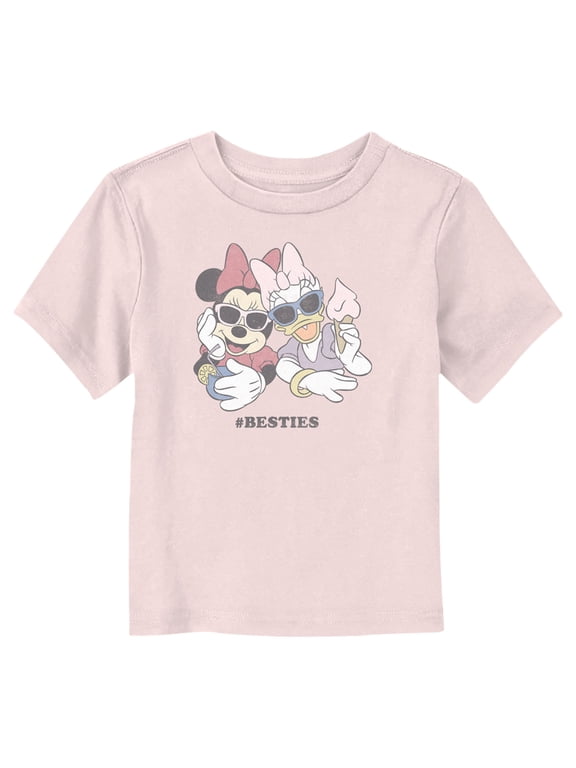 Toddler's Mickey & Friends Daisy and Minnie Hashtag Besties Graphic Tee Light Pink 4T