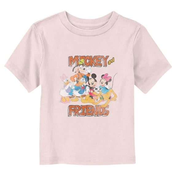Toddler's Mickey & Friends Distressed Classic Group Graphic Tee Light Pink 2T