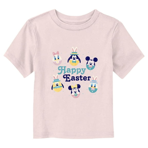 Toddler's Mickey & Friends Distressed Egg Characters Graphic Tee Light Pink 4T