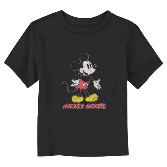 Toddler's Mickey & Friends Distressed Mickey Logo Graphic Tee Black 2T