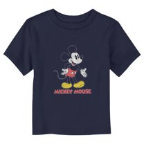 Toddler's Mickey & Friends Distressed Mickey Logo Graphic Tee Navy Blue 2T