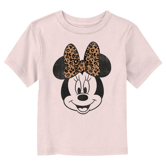 Toddler's Mickey & Friends Distressed Minnie Mouse With Cheetah Print Bow  Graphic Tee Light Pink 5T