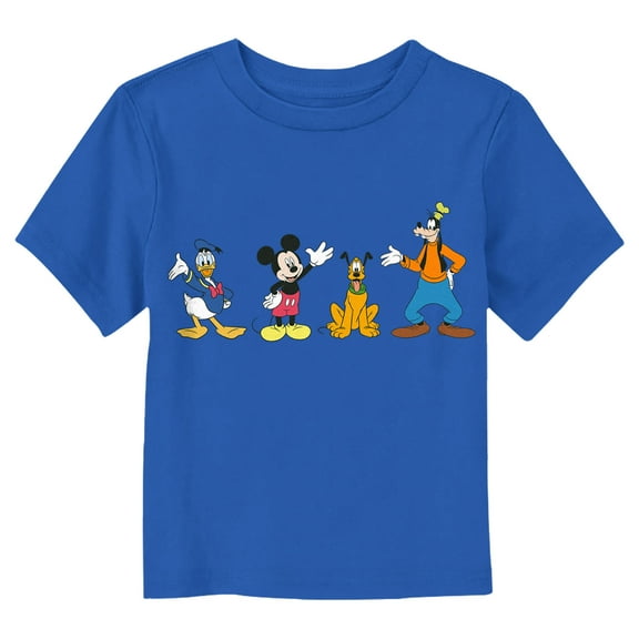 Toddler's Mickey & Friends Four Waving Friends  Graphic Tee Royal Blue 3T
