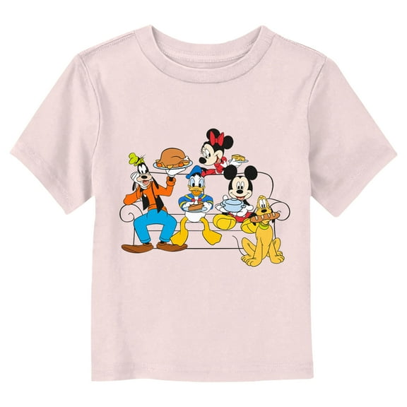 Toddler's Mickey & Friends Friendsgiving Celebration Portrait Graphic Tee Light Pink 5T
