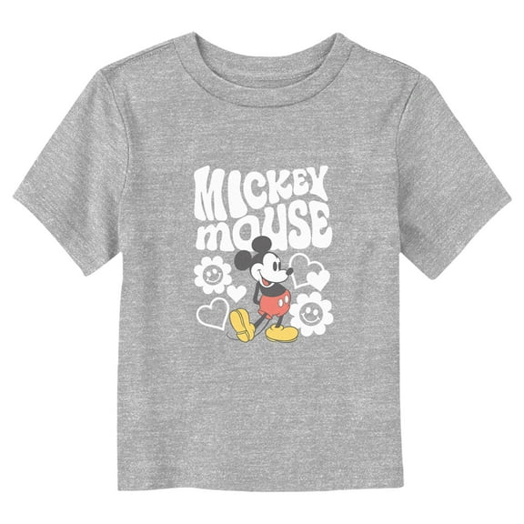 Toddler's Mickey & Friends Groovy Hearts and Flowers  Graphic Tee Athletic Heather 5T