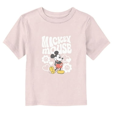 Toddler's Mickey & Friends Groovy Hearts and Flowers  Graphic Tee Light Pink 4T