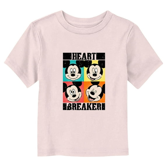 Toddler's Mickey & Friends Heart Breaker Faces Graphic Tee Light Pink 5T