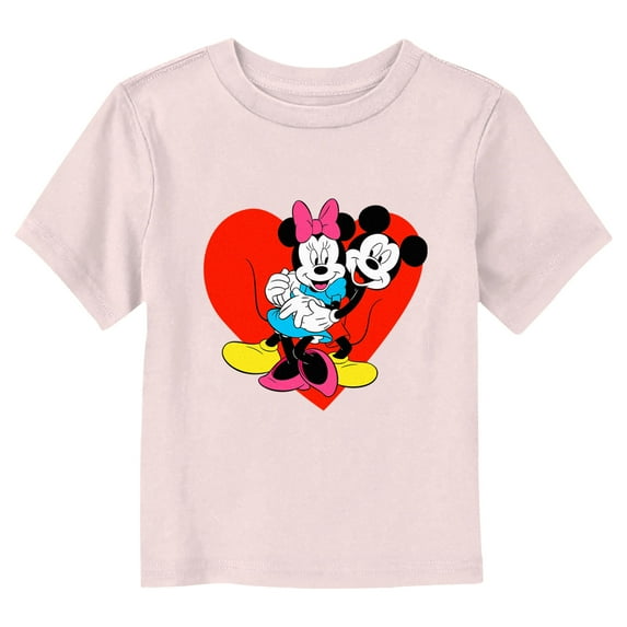Toddler's Mickey & Friends Hugging Hearts Retro Graphic Tee Light Pink 5T