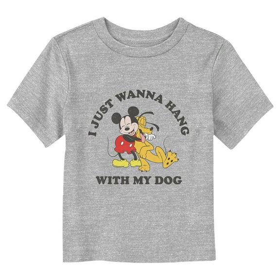 Toddler's Mickey & Friends I Just Wanna Hang With My Dog Graphic Tee Athletic Heather 5T