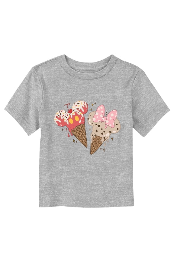 Toddler's Mickey & Friends Ice Cream Cone Couple  Graphic Tee Athletic Heather 5T