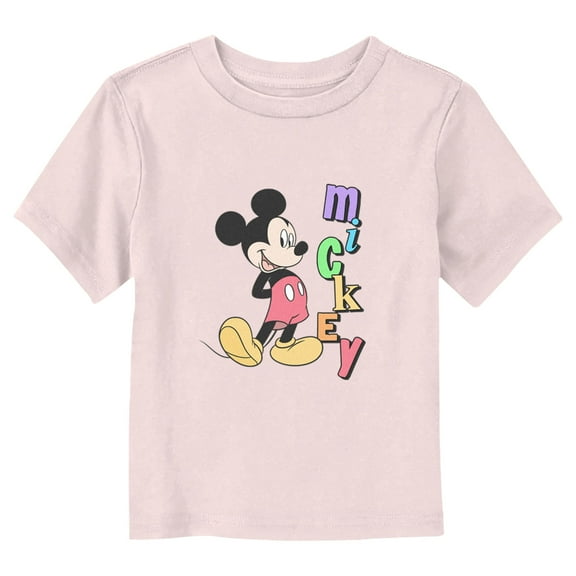 Toddler's Mickey & Friends Iconic Pose Mickey  Graphic Tee Light Pink 4T