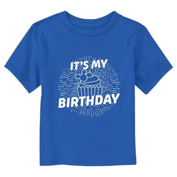 Toddler's Mickey & Friends It's My Birthday Cupcake  Graphic Tee Royal Blue 4T