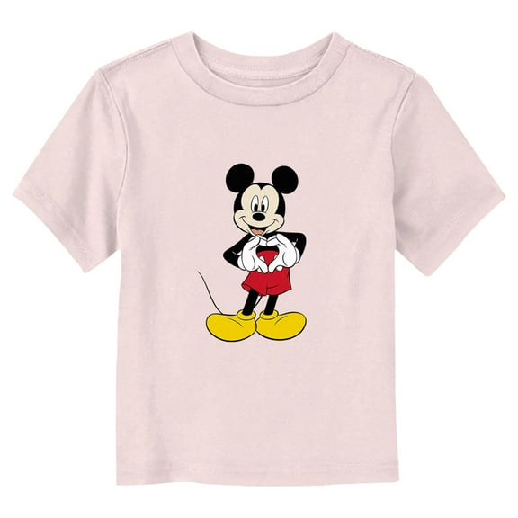 Toddler's Mickey & Friends Love Heart Hands  Graphic Tee Light Pink 3T