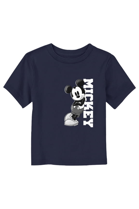 Toddler's Mickey & Friends Monochrome Mickey Lean Graphic Tee Navy Blue 2T