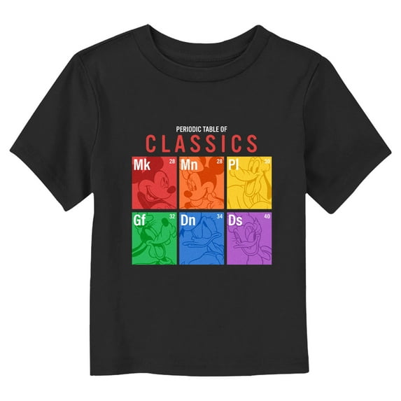 Toddler's Mickey & Friends Periodic Table of Element Classic Friends Graphic Tee Black 4T