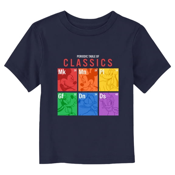 Toddler's Mickey & Friends Periodic Table of Element Classic Friends Graphic Tee Navy Blue 2T