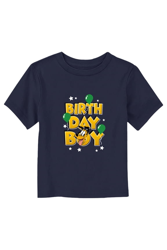 Toddler's Mickey & Friends Pluto Birthday Boy  Graphic Tee Navy Blue 3T