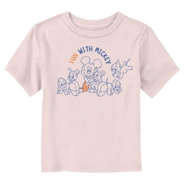 Toddler's Mickey & Friends Puppies Fun Time  Graphic Tee Light Pink 4T