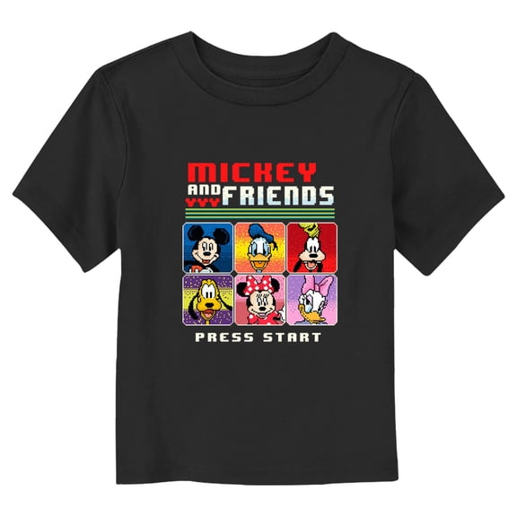 Toddler's Mickey & Friends Retro 8-Bit Portraits Graphic Tee Black 3T