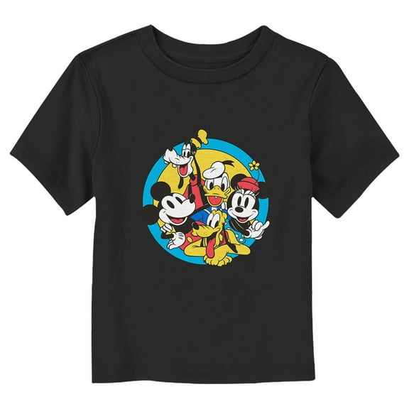 Toddler's Mickey & Friends Retro Buddies  Graphic Tee Black 4T