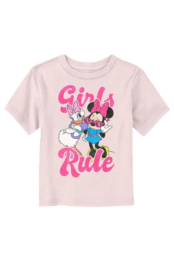 Toddler's Mickey & Friends Retro Girls Rule Graphic Tee Light Pink 5T