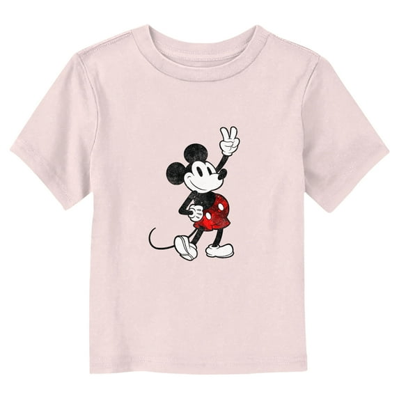 Toddler's Mickey & Friends Retro Mickey Peace Sign Graphic Tee Light Pink 3T