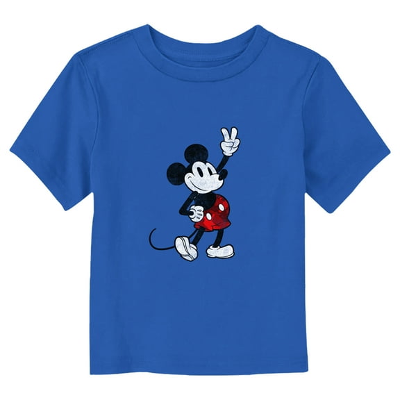 Toddler's Mickey & Friends Retro Mickey Peace Sign  Graphic Tee Royal Blue 4T