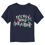 Toddler's Mickey & Friends Retro Original Group  Graphic Tee Navy Blue 2T