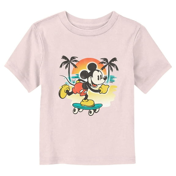 Toddler's Mickey & Friends Retro Skater Mickey  Graphic Tee Light Pink 4T