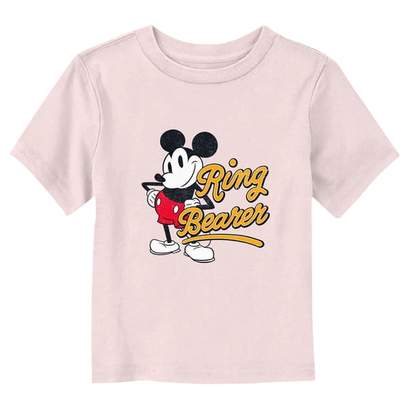 Toddler's Mickey & Friends Ring Bearer Retro Mickey Graphic Tee Light Pink 4T
