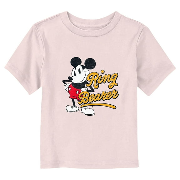 Toddler's Mickey & Friends Ring Bearer Retro Mickey  Graphic Tee Light Pink 5T