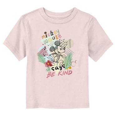 Toddler's Mickey & Friends Says Be Kind Tropical Sketch  Graphic Tee Light Pink 5T