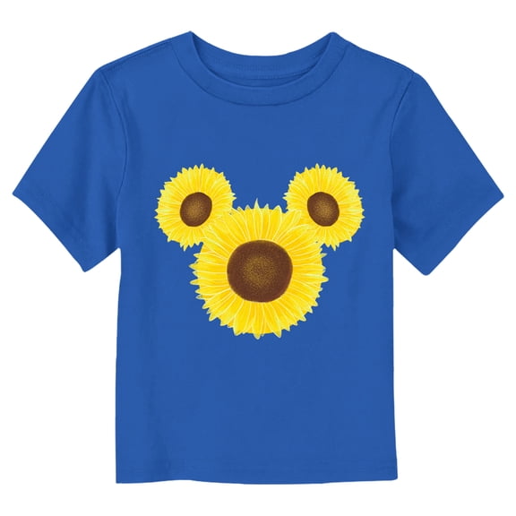 Toddler's Mickey & Friends Sunflower Silhouette Logo  Graphic Tee Royal Blue 2T
