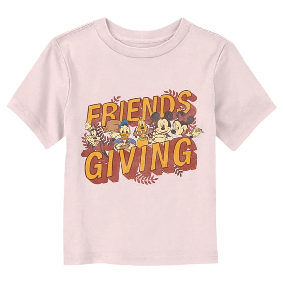Toddler's Mickey & Friends Thanksgiving Group Graphic Tee Light Pink 5T