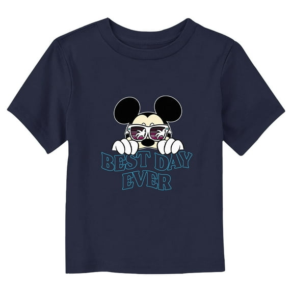 Toddler's Mickey & Friends Tropical Best Day Ever Graphic Tee Navy Blue 4T