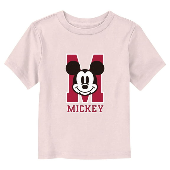 Toddler's Mickey & Friends Varsity Portrait Graphic Tee Light Pink 3T