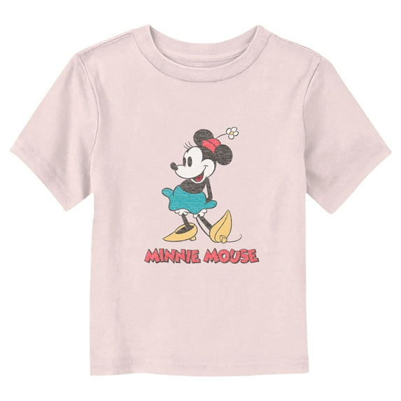 Toddler's Mickey & Friends Vintage Minnie Logo Graphic Tee Light Pink 3T