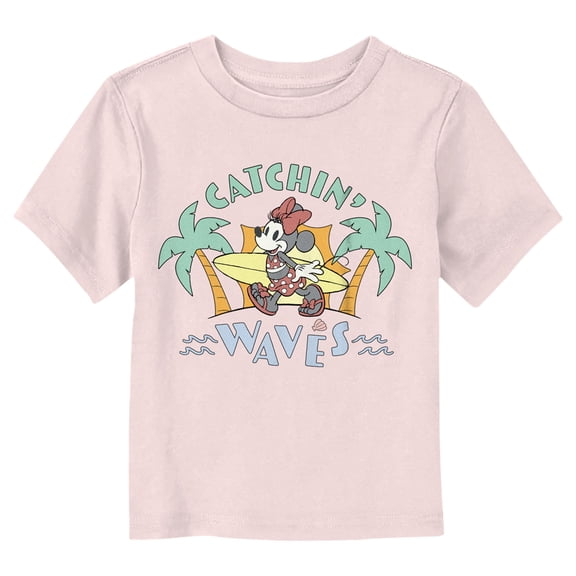Toddler's Minnie Mouse Catchin' Waves  Graphic Tee Light Pink 5T
