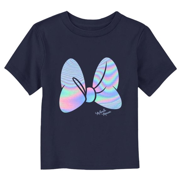 Toddler's Minnie Mouse Colorful Minnie Bow Graphic Tee Navy Blue 2T