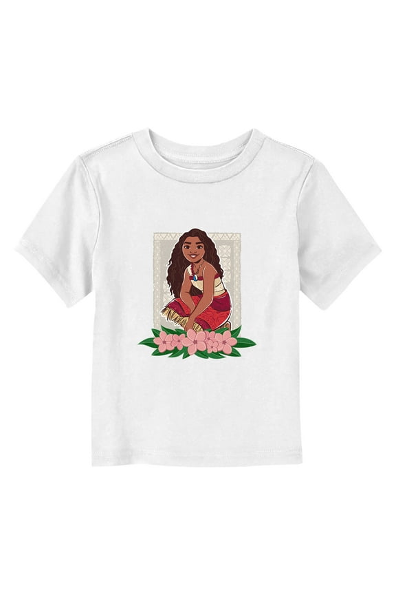 Toddler's Moana 2 Kneeling Floral Portrait Moana Graphic T-Shirt
